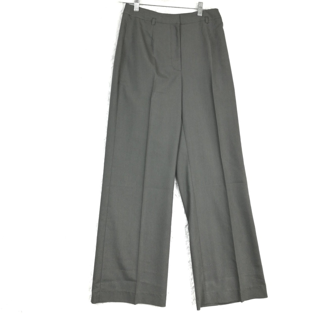 Ellen Tracy Womens Dress Pants Wide Leg Suit Gray Trouser Straight Leg 4